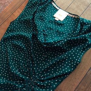 Anthropologie side tied silk blouse with cowl neck